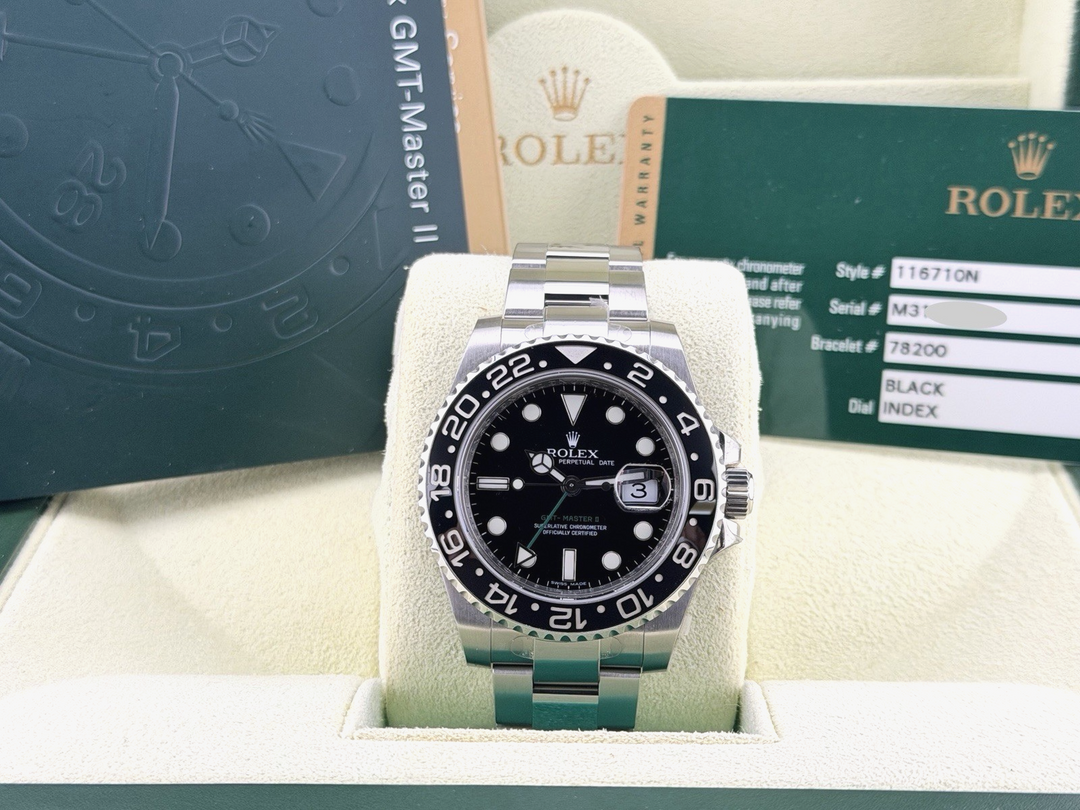 Rolex GMT Master II 116710LN 40mm Black Ceramic Stainless Steel Box Paper