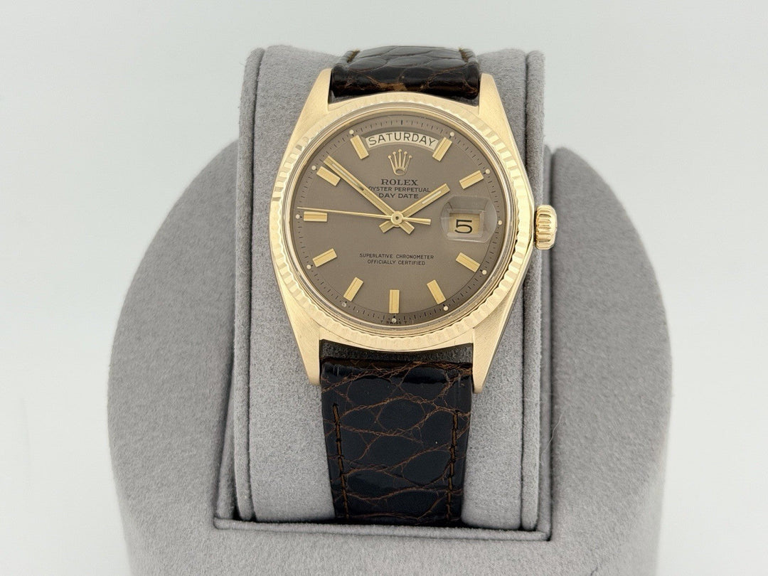 Vintage Rolex Day Date 1803 36mm Grey Wide Boy Dial 18k Yellow Gold