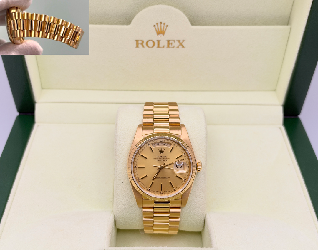 Rolex Day Date President 18038 36mm Champagne Dial Quickset 18K Yellow Gold