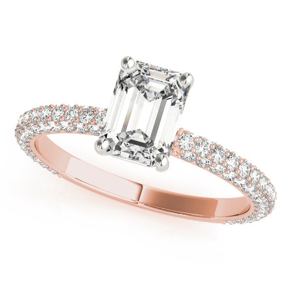 PAVE ENGAGEMENT RING WITH EMERALD CUT CENTER