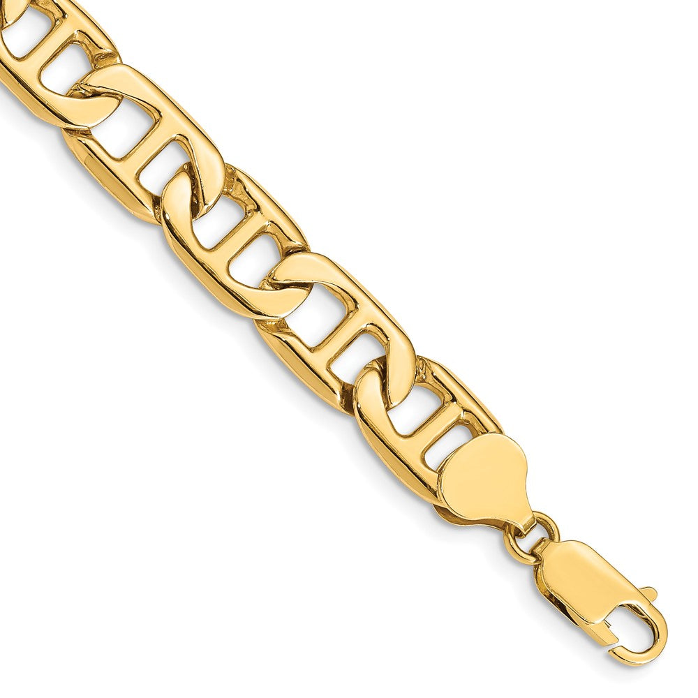 14K 8.75mm Solid Hand-Polished Anchor Link Bracelet