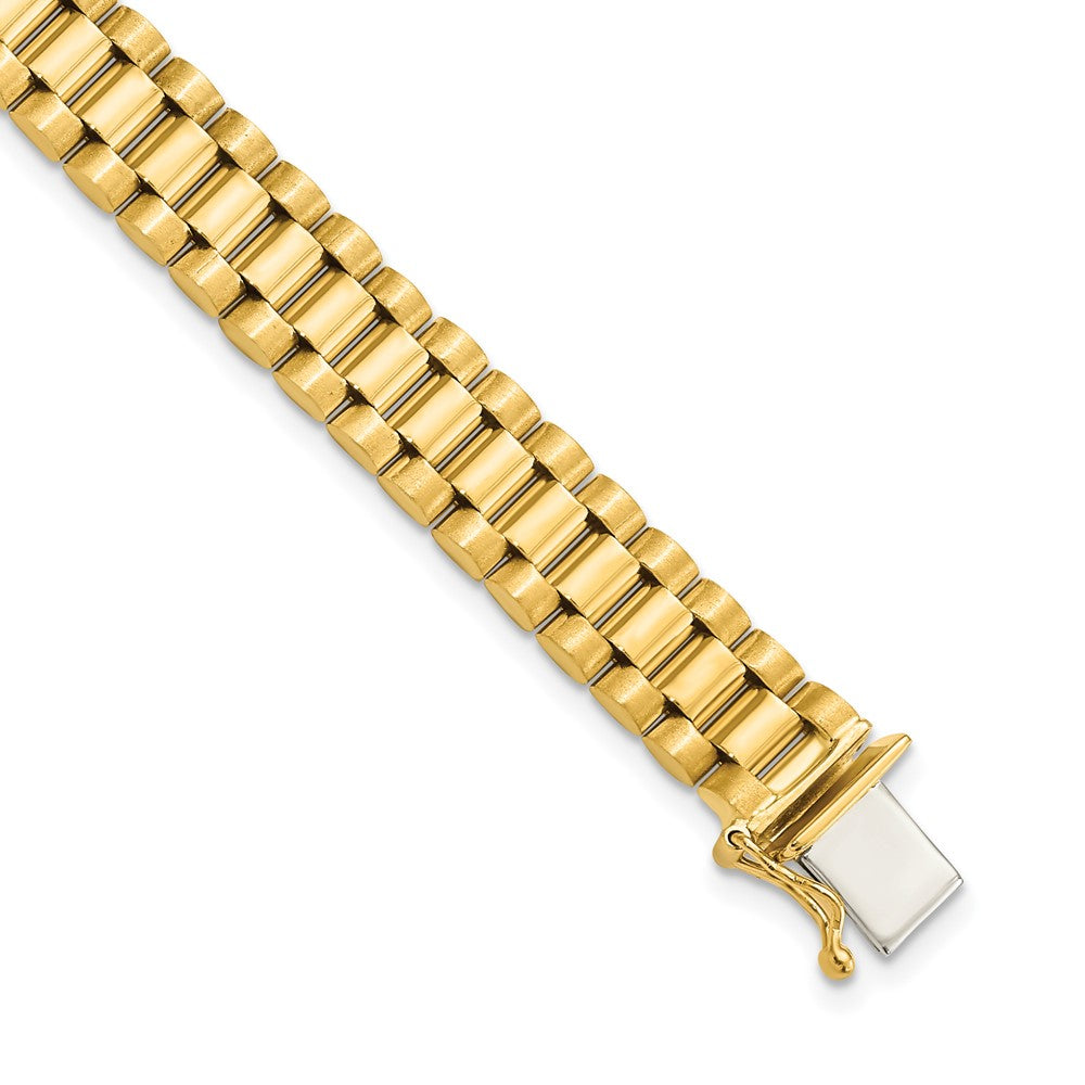14K Men's Satin and Polished Link Bracelet (GB213)
