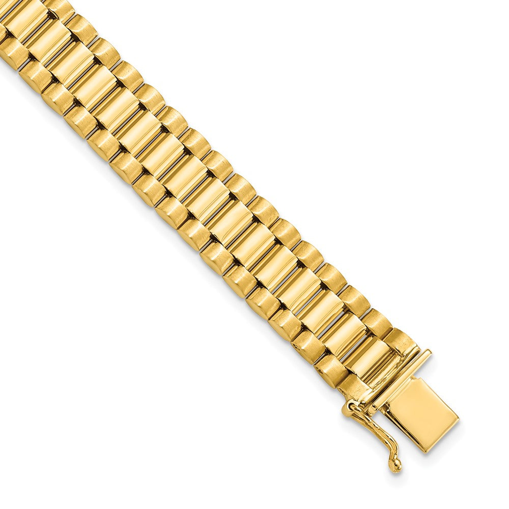 14K Men's Satin and Polished Link Bracelet (GB214)