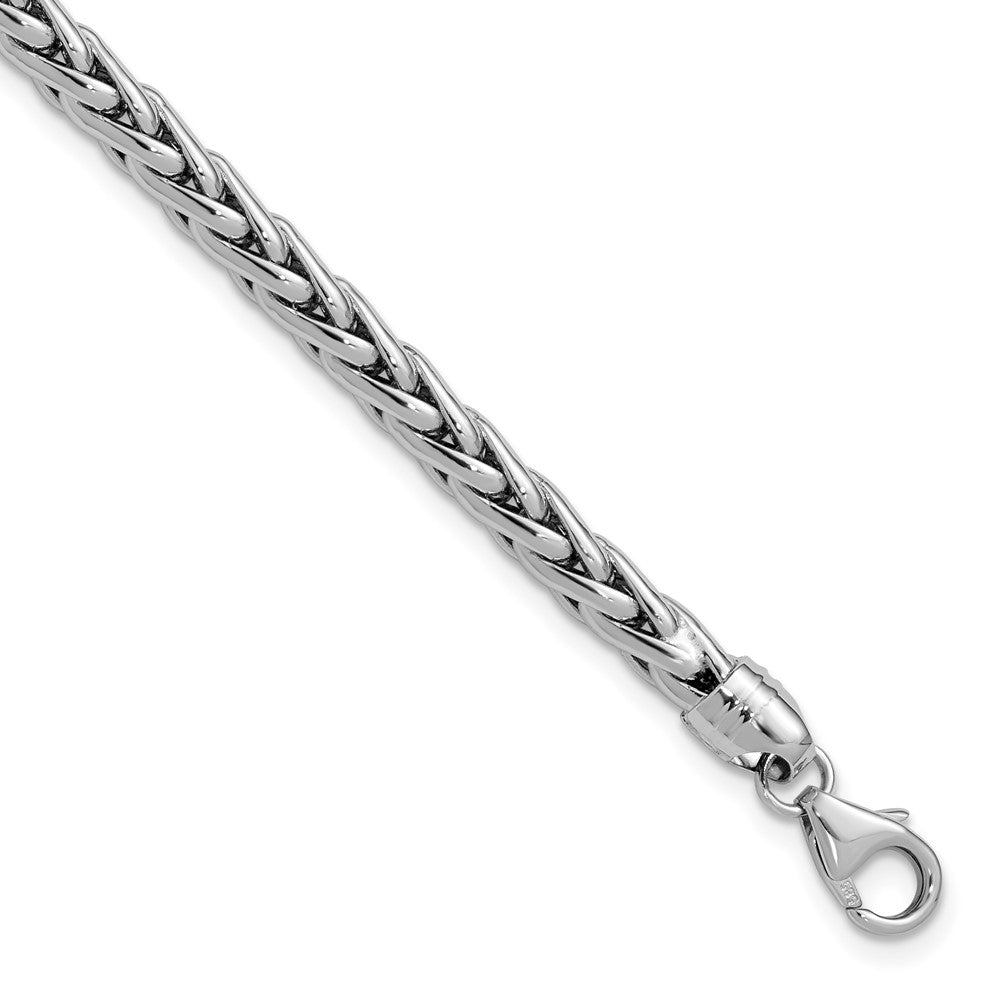 14K White Polished Wheat Chain Bracelet