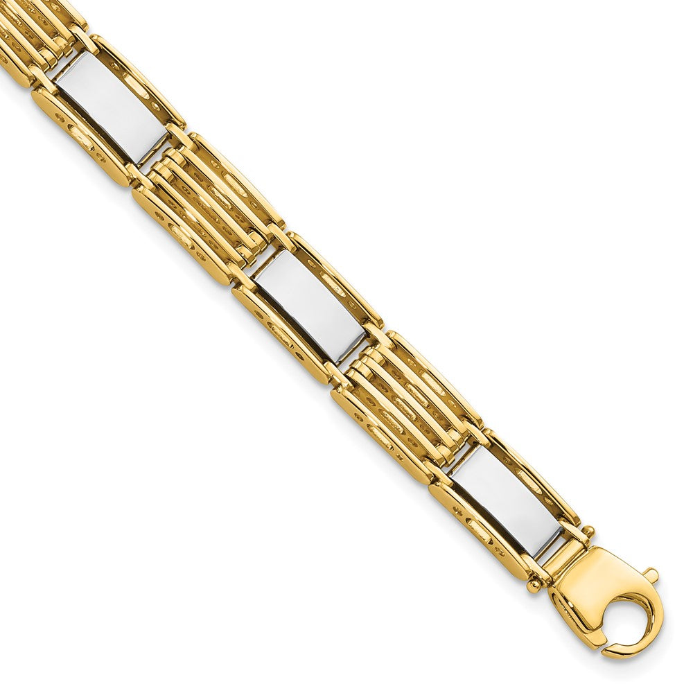 14K Two-tone High Polished Mens Link Bracelet