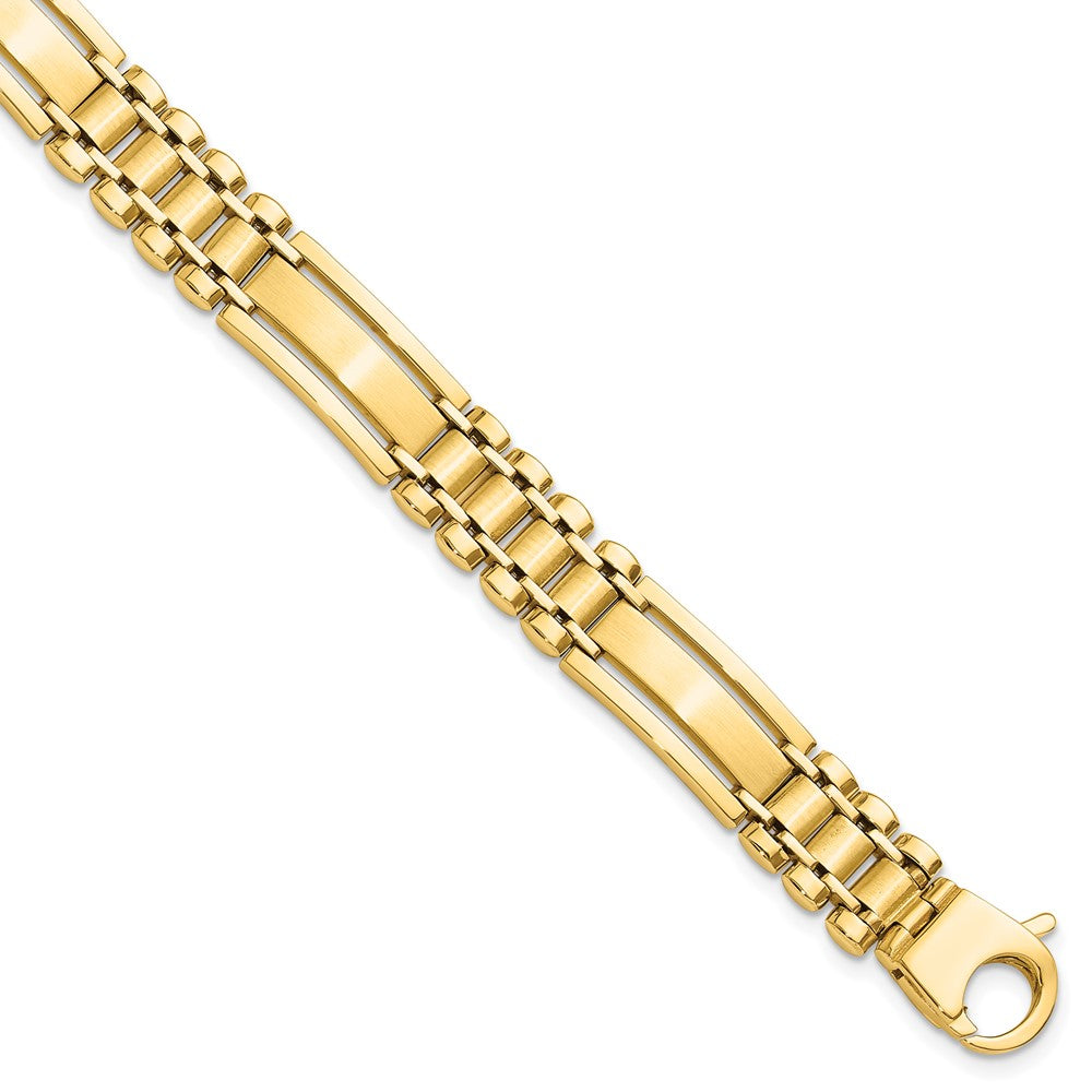 14K Polished and Satin Mens Link Bracelet (GB253)