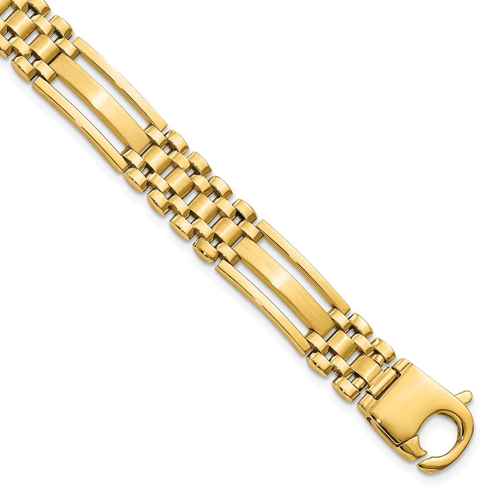 14K Polished and Satin Mens Link Bracelet (GB254)