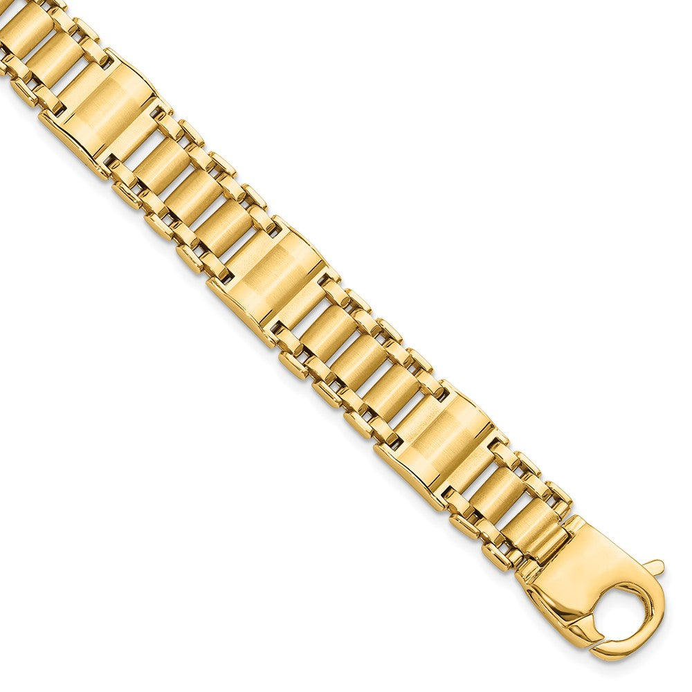 14K Satin & Polished Men's Link Bracelet