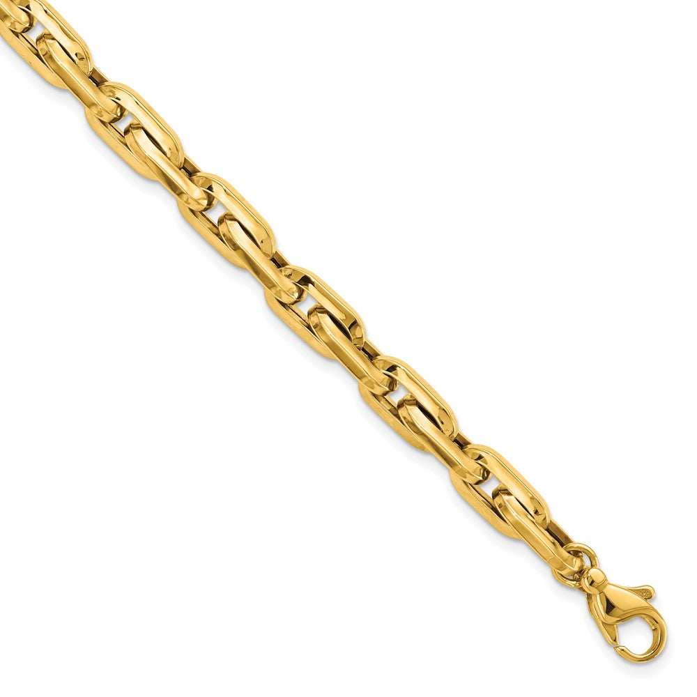 14K Polished Fancy Long Cable Link Mens Bracelet