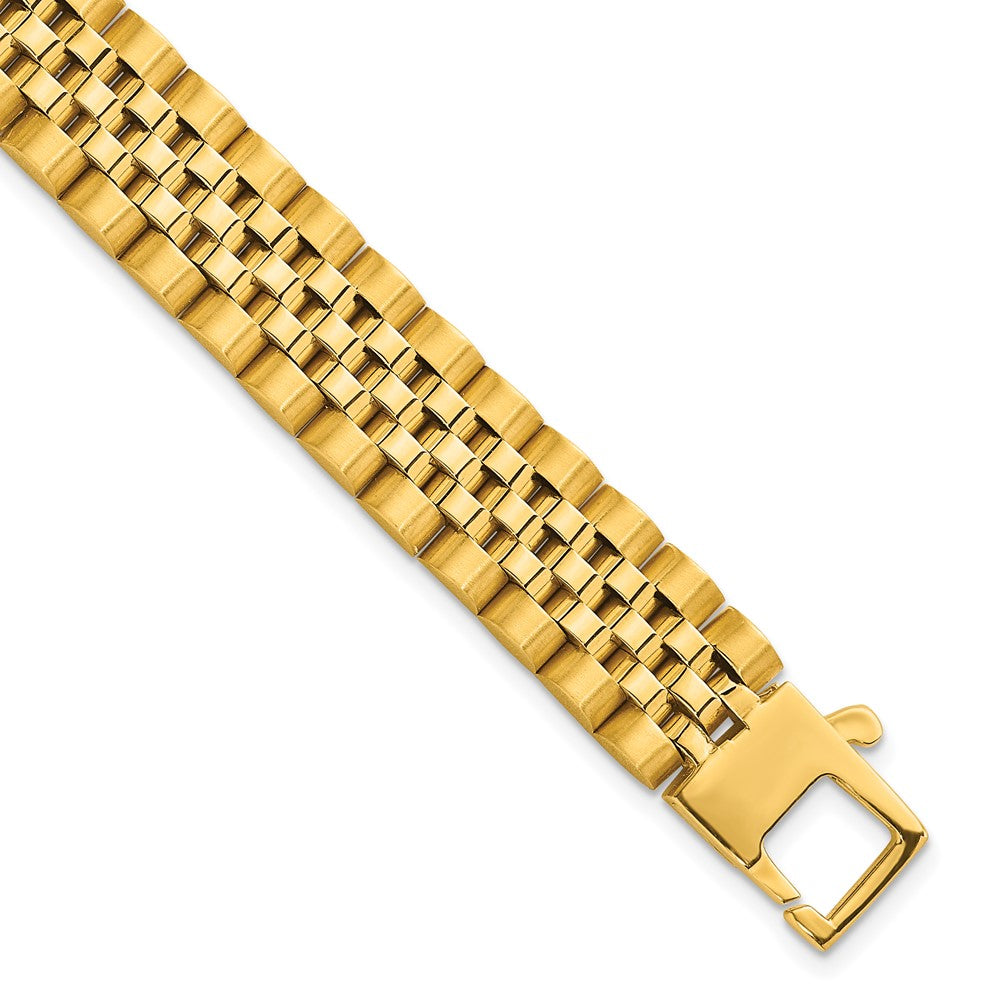 14K Brushed and Polished Fancy Link 12mm Men's Bracelet