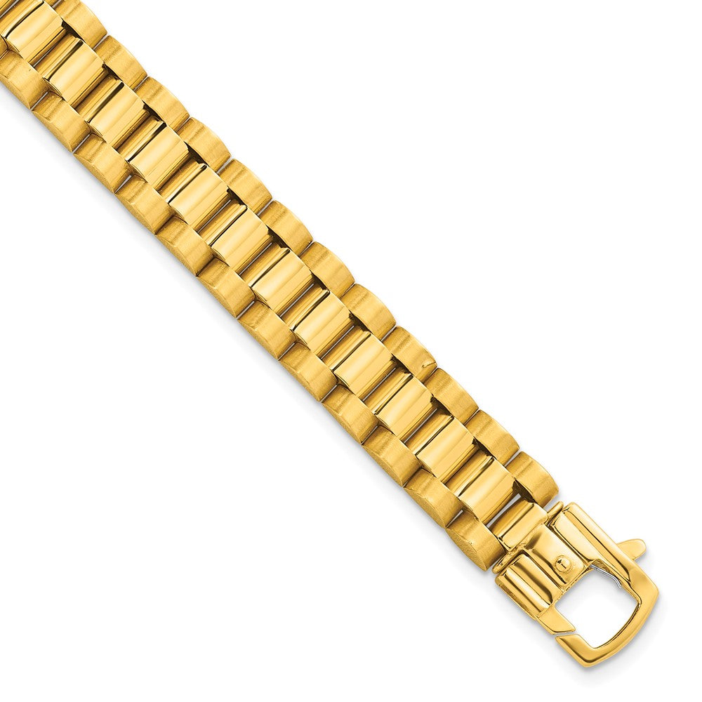 14K Brushed and Polished Link 10.25mm Men's Bracelet
