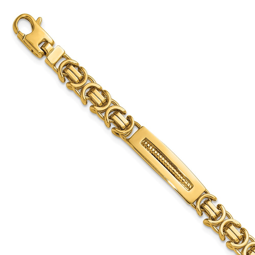 14K Polished Fancy Link and Bars Men's Bracelet