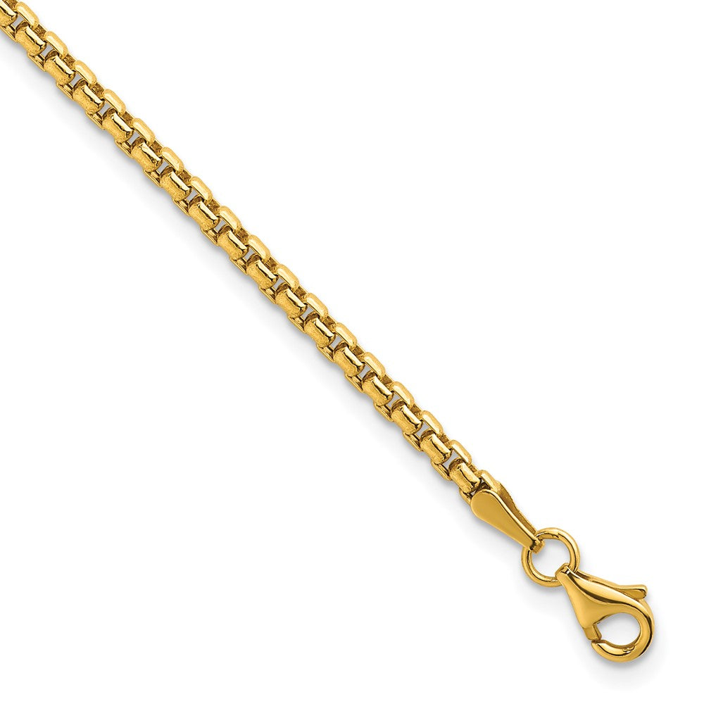 14K Polished Rounded Box Chain 2.25mm Men's Bracelet
