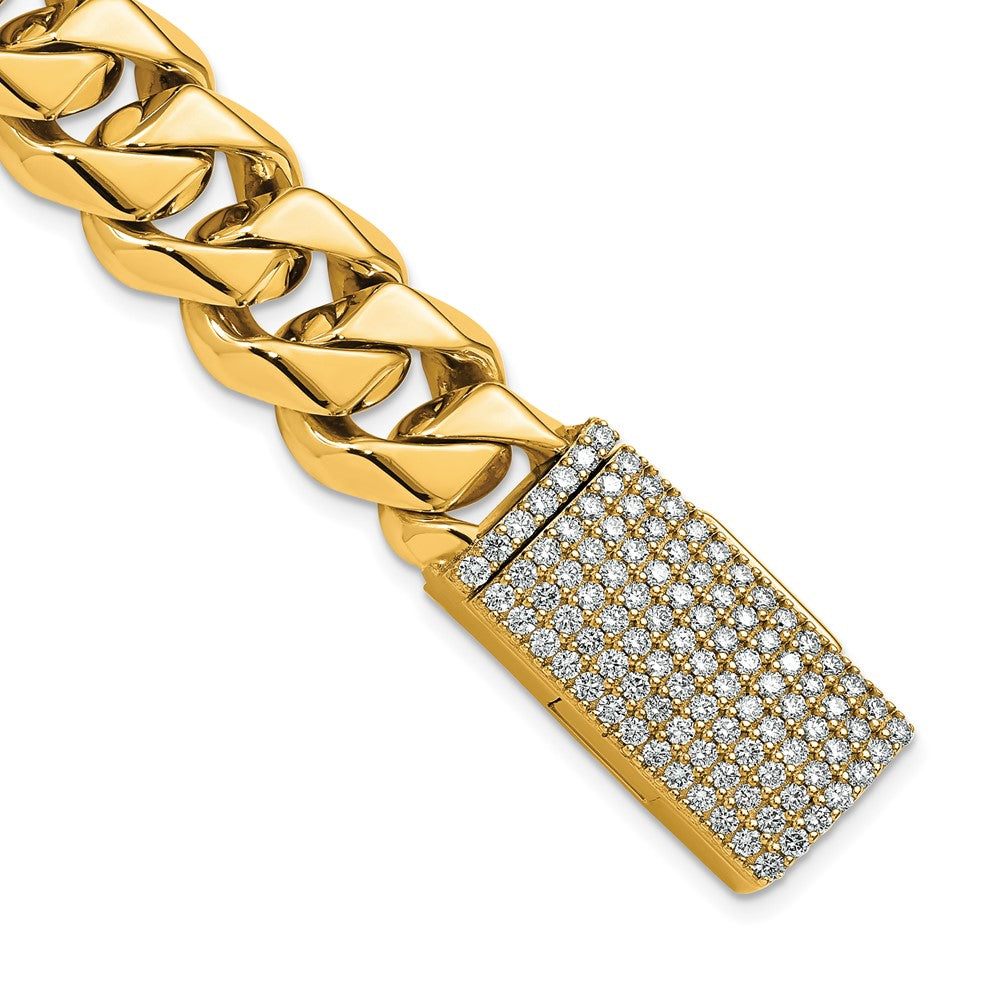 14K 14mm Hand-Polished Traditional Link Diamond Clasp Bracelet
