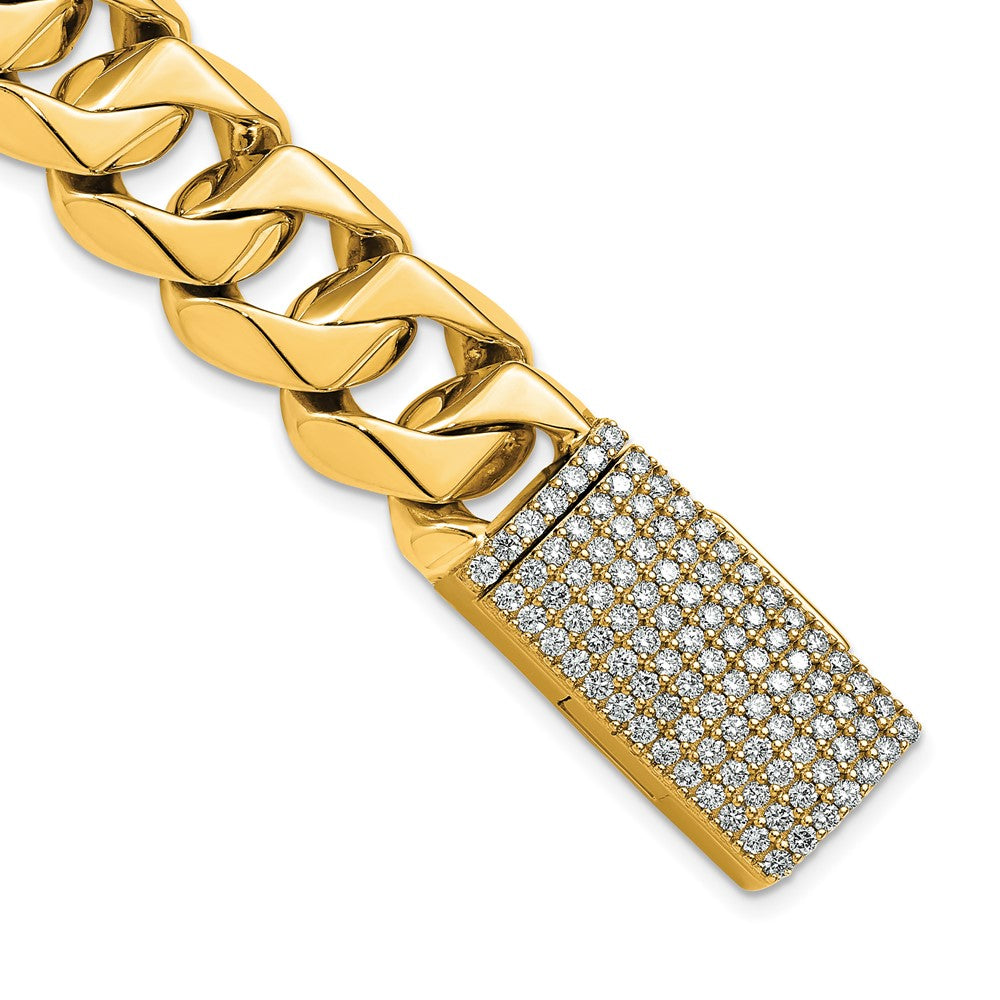 14K 15mm Hand-polished Traditional Link Diamond Clasp Bracelet
