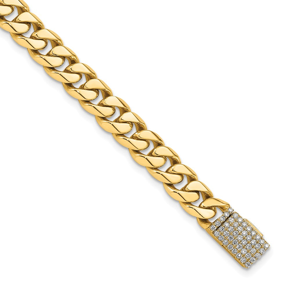 14K 7mm Hand-polished Miami Cuban Diamond Clasp Bracelet