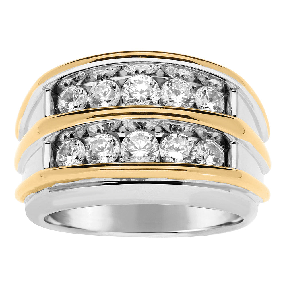 GENTS TWO TONE DIAMOND DOUBLE ROW BAND