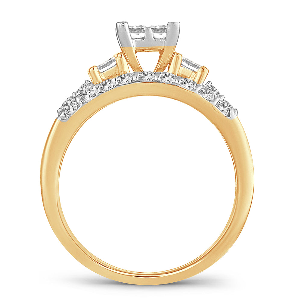 14K  1.00CT Princess Cut Diamond Bridal Ring