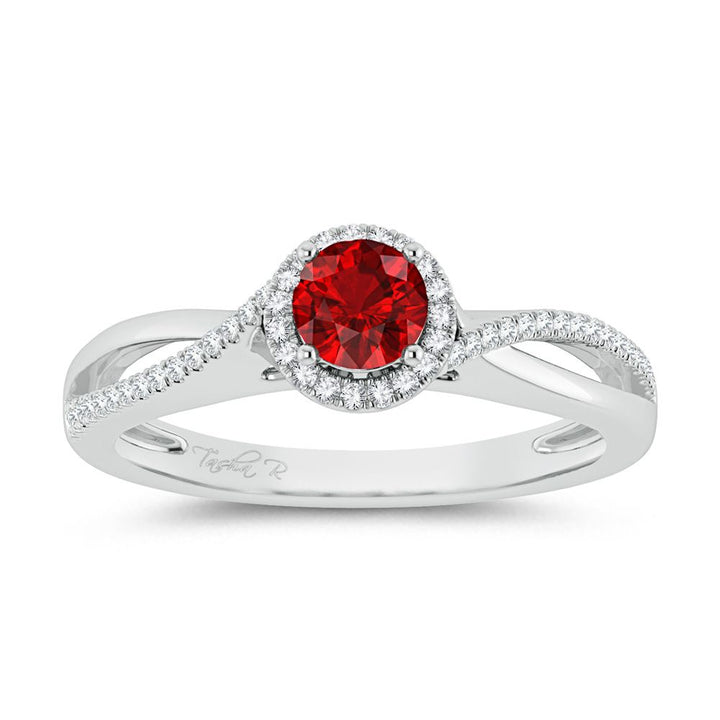 14K 0.10ct Diamond Ruby Ring