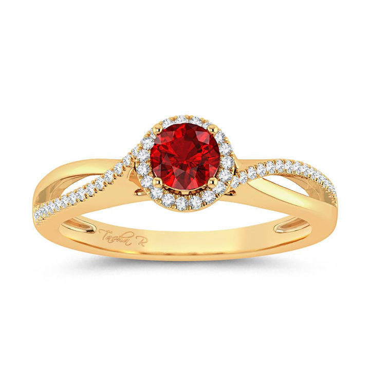 14K 0.10ct Diamond Ruby Ring