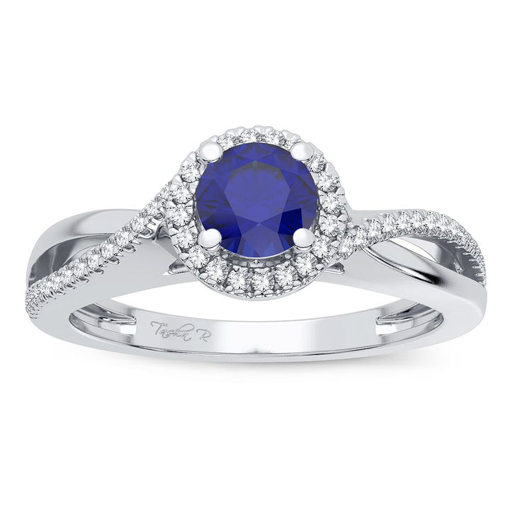 14K 0.10CT Diamond Sapphire Ring