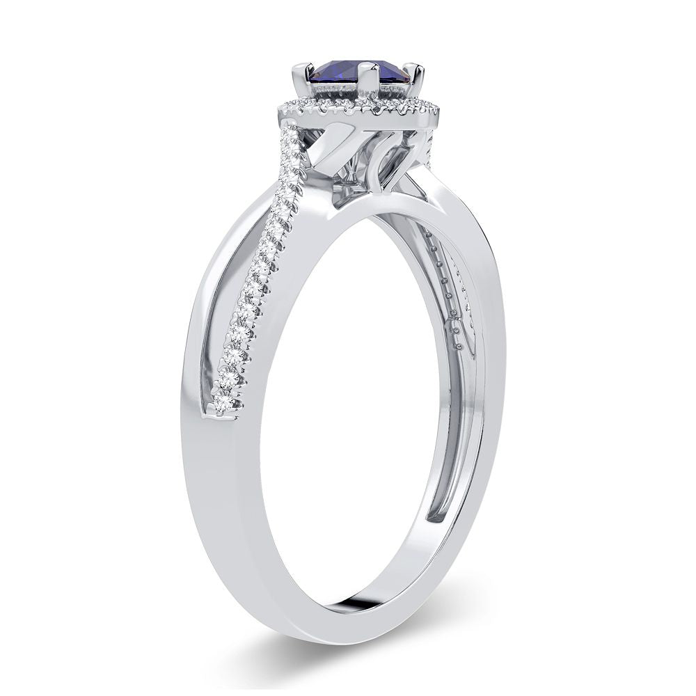 14K 0.10CT Diamond Sapphire Ring