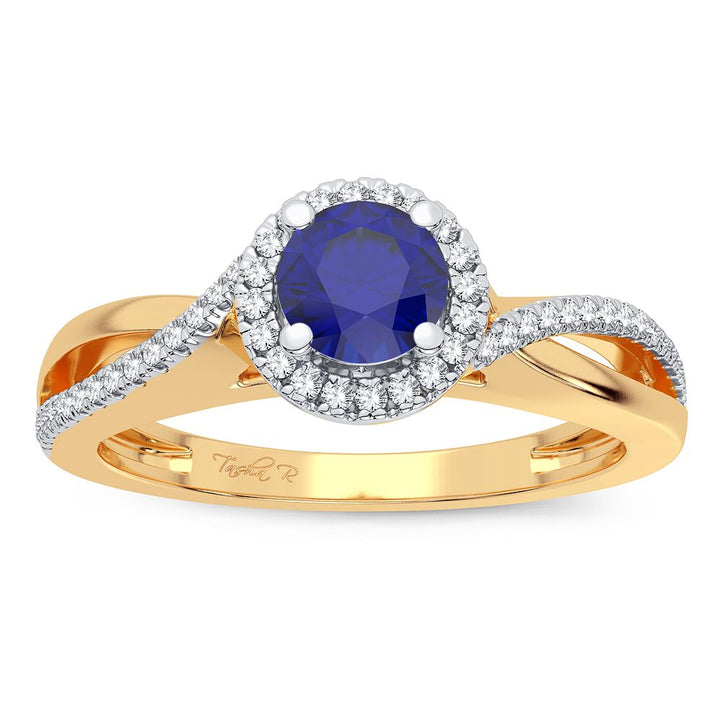 14K 0.10CT Diamond Sapphire Ring