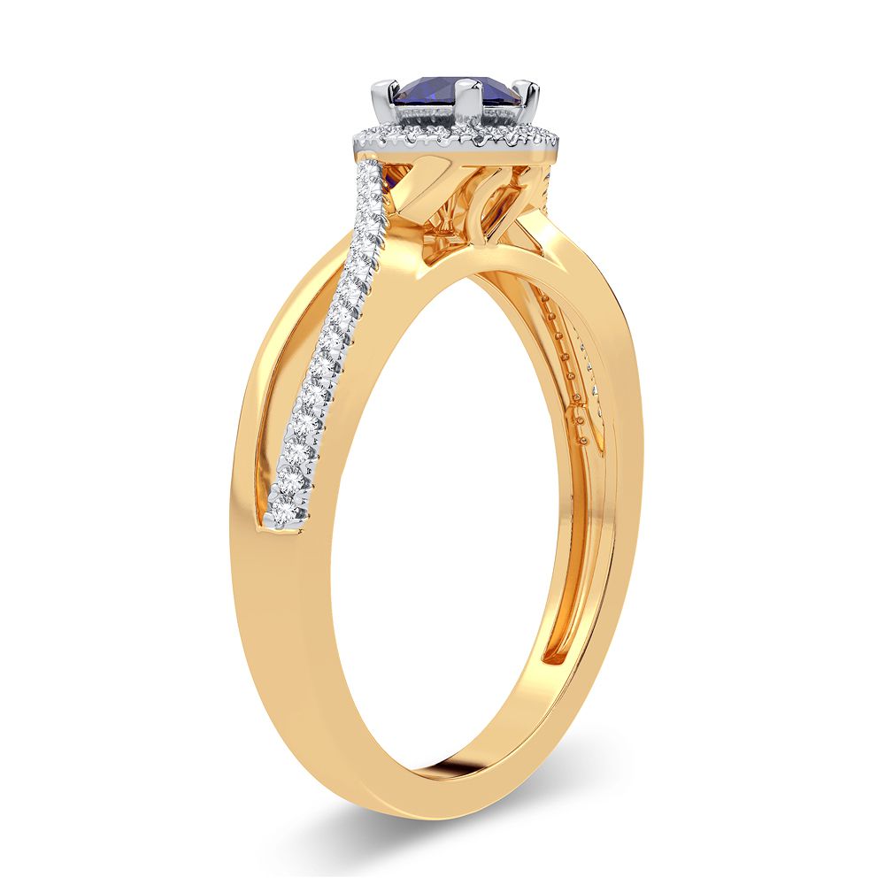 14K 0.10CT Diamond Sapphire Ring