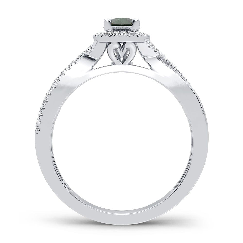 14K 0.10CT Diamond Emerald Ring