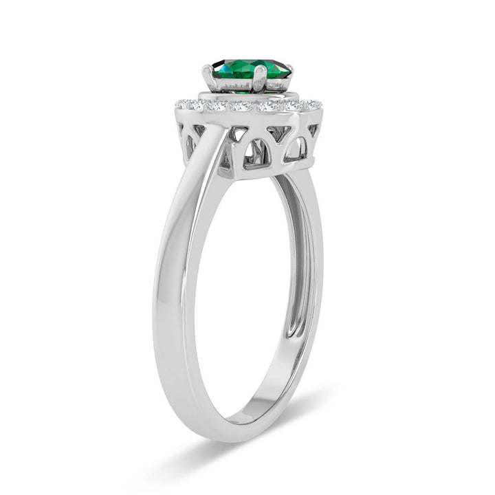 14K 0.15ct Diamond Emerald Ring