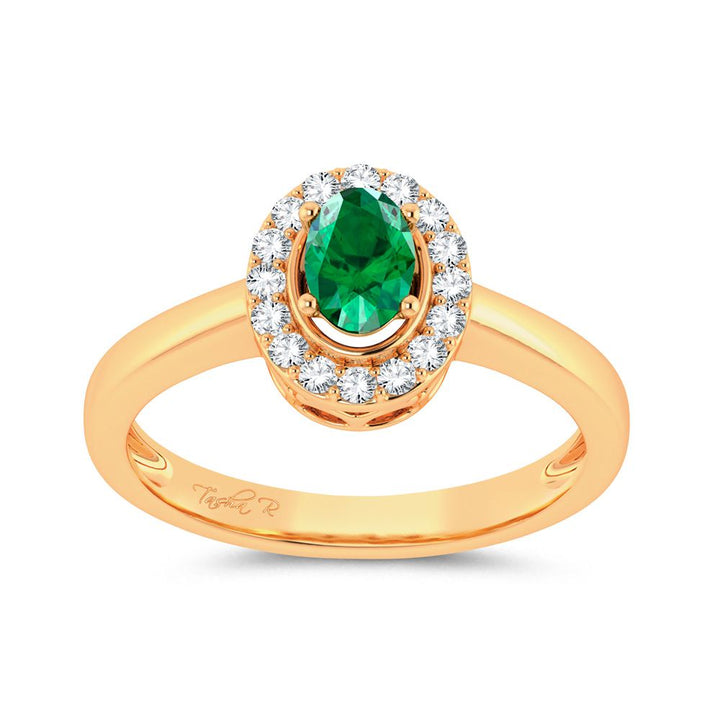 14K 0.15ct Diamond Emerald Ring