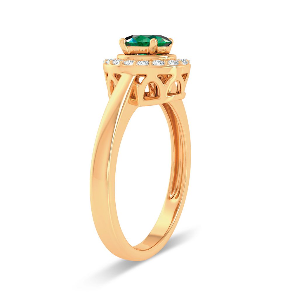 14K 0.15ct Diamond Emerald Ring