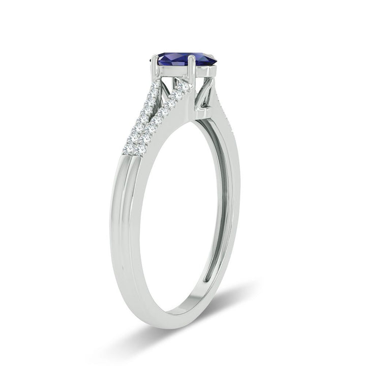 14K 0.10ct Diamond Sapphire Ring