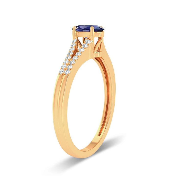 14K 0.10ct Diamond Sapphire Ring