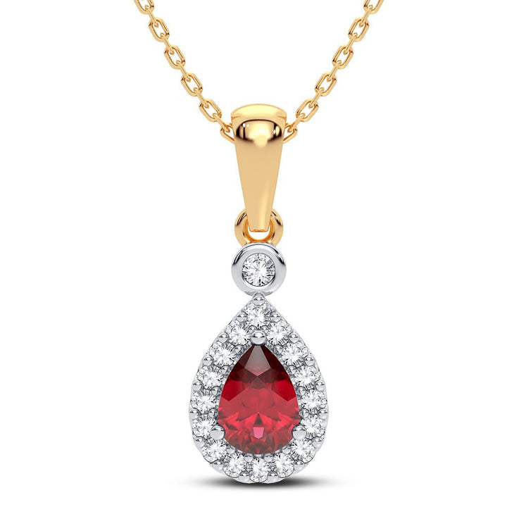 14K 0.10CT Diamond Ruby Pendant