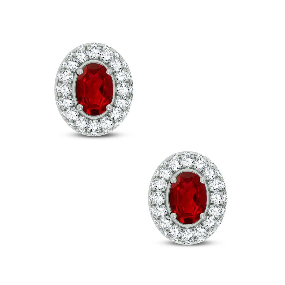 14K 0.56CT DIAMOND RUBY EARRING