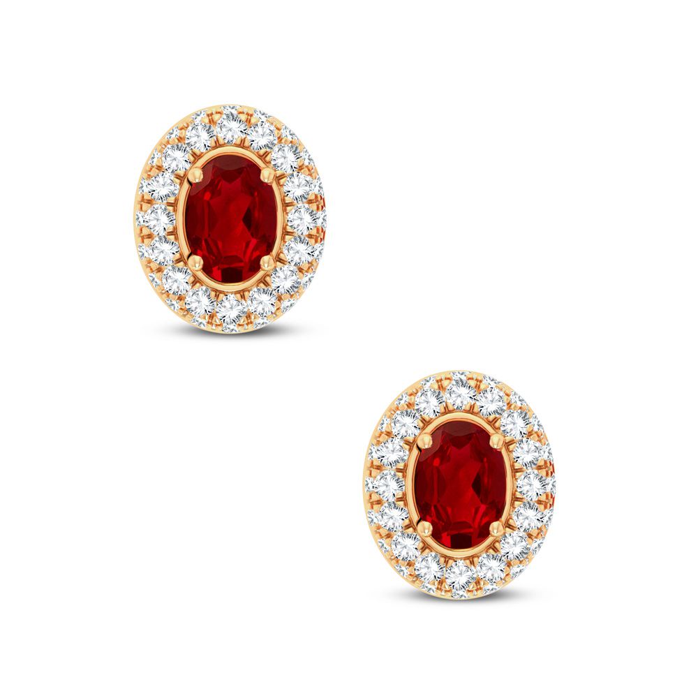 14K 0.56CT DIAMOND RUBY EARRING