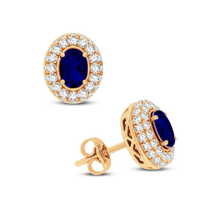 14K 0.57CT DIAMOND SAPPHIRE EARRING