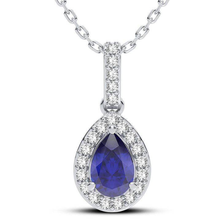 14K 0.10CT Diamond Sapphire Pendant