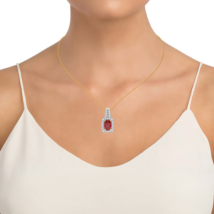 14K 0.26CT Diamond Ruby Pendant