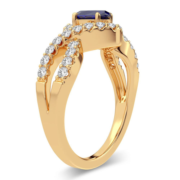 14K 0.50CT Diamond Sapphire Ring