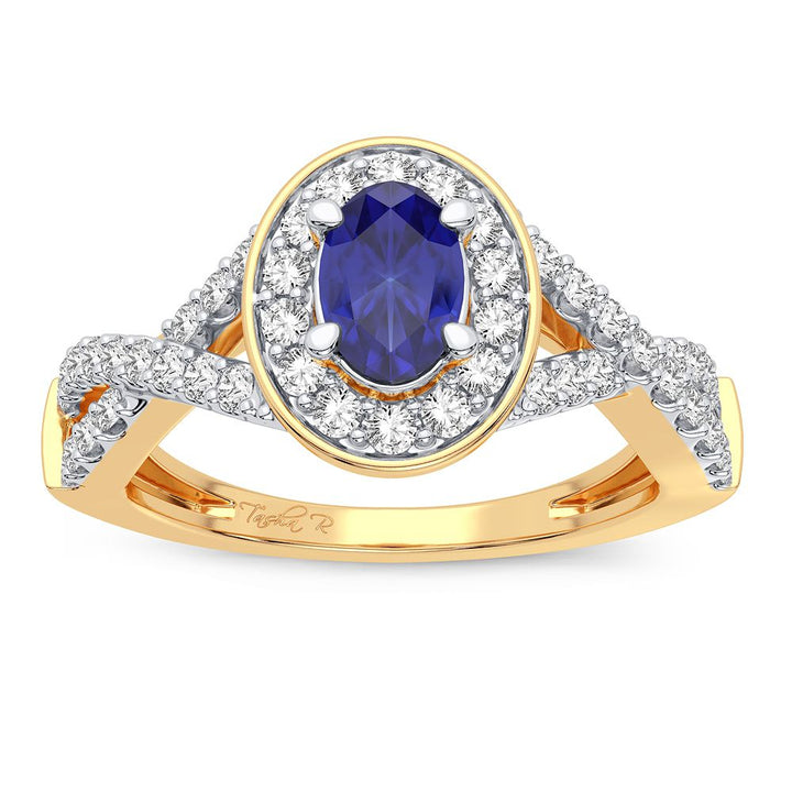 14K 0.40CT Diamond Sapphire Ring