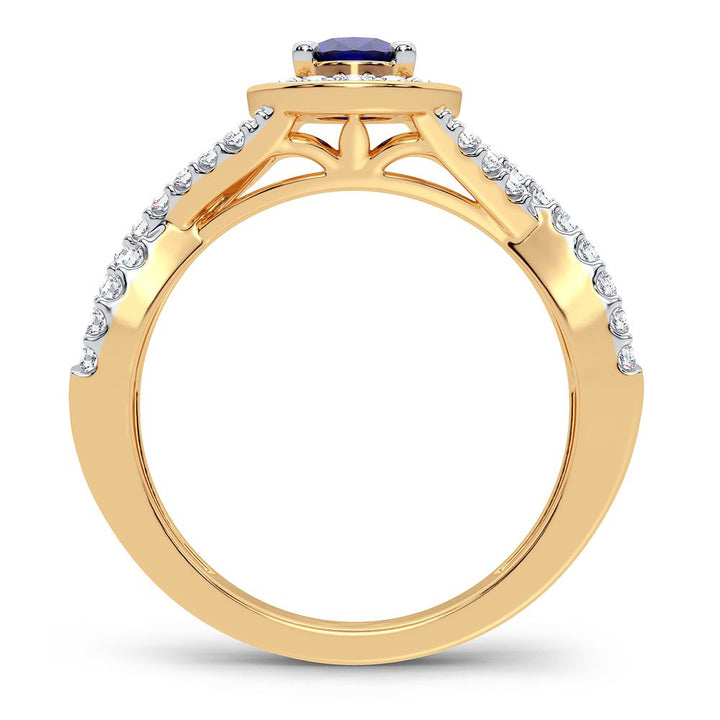 14K 0.40CT Diamond Sapphire Ring