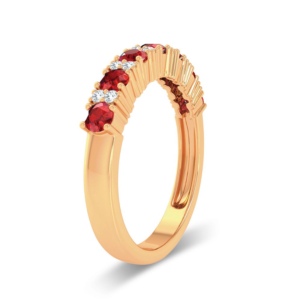 14K 0.10ct Diamond Ruby Band