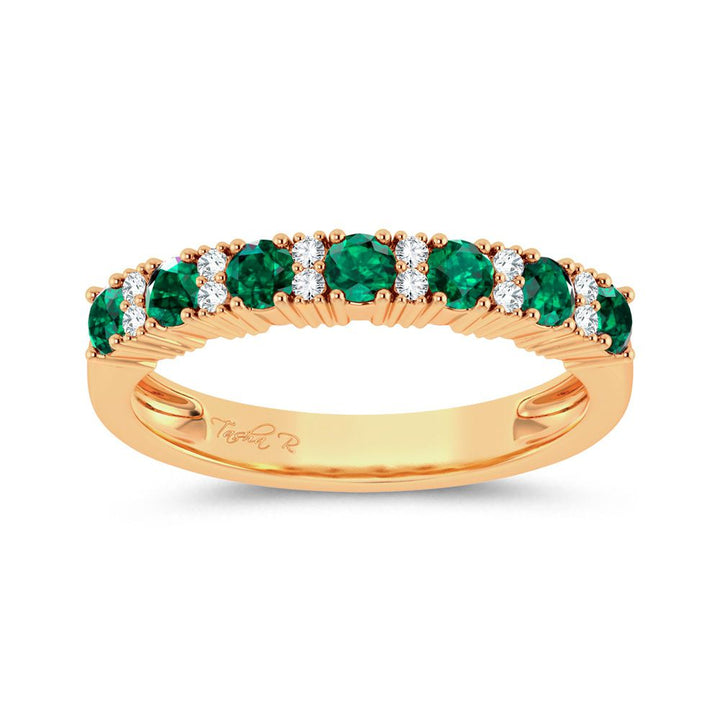 14K 0.10ct Diamond Emerald Ring