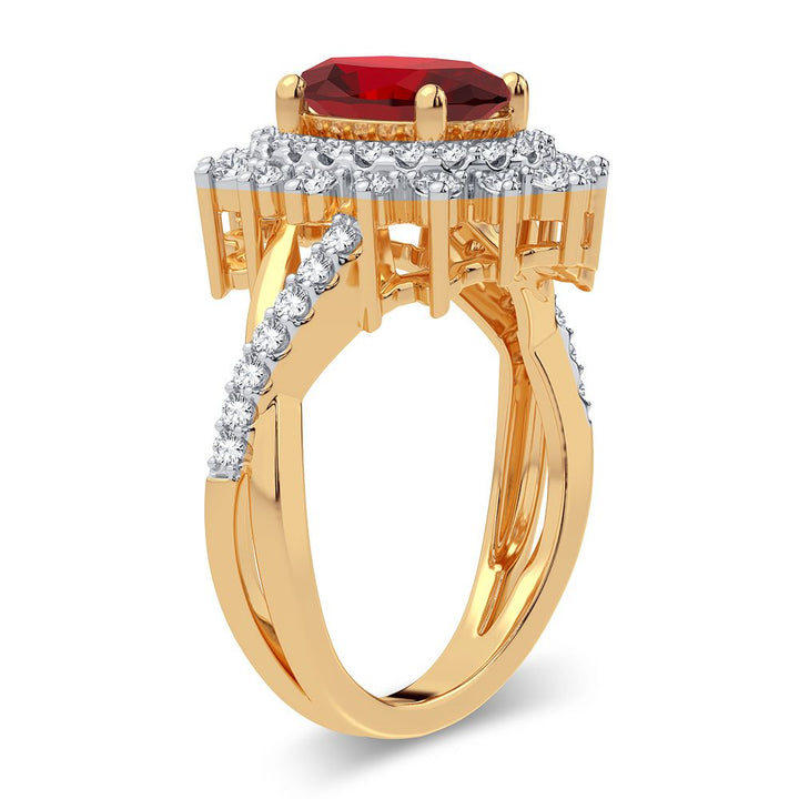 14K 0.70CT Diamond Ruby Ring