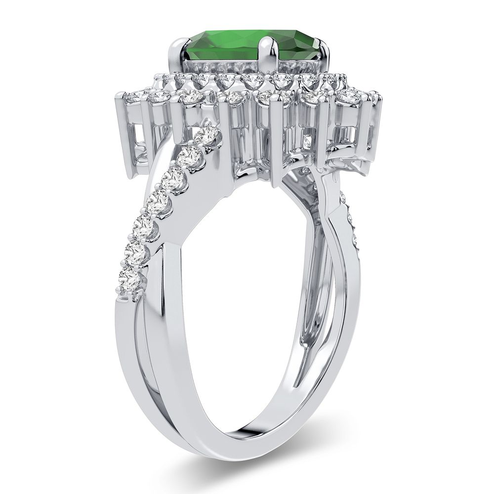 14K 0.70CT Diamond Emerald Ring