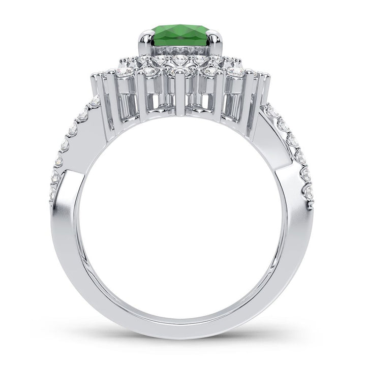 14K 0.70CT Diamond Emerald Ring