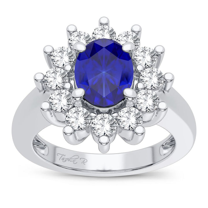 14K 0.78ct Diamond Sapphire Ring