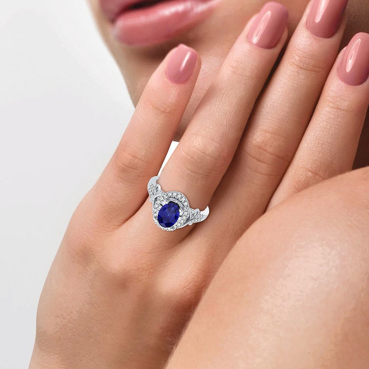 14K 0.16CT Diamond Sapphire Ring